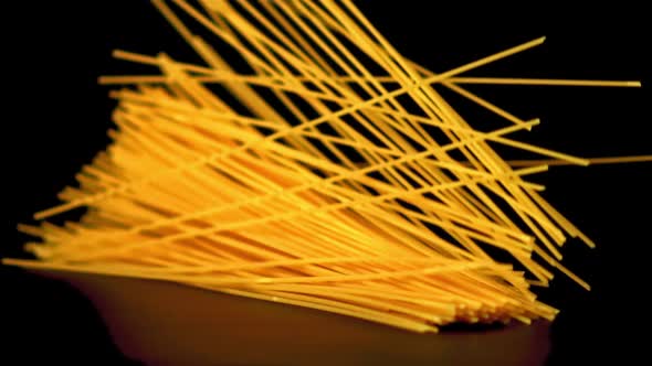 Super Slow Motion Spaghetti Dry Pasta Fall