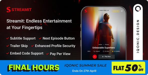 Streamit - OTT Live Video Streaming App Built with Flutter