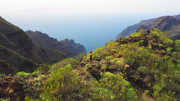 Woman Enjoys Nature Landscape in Hike to Gorge