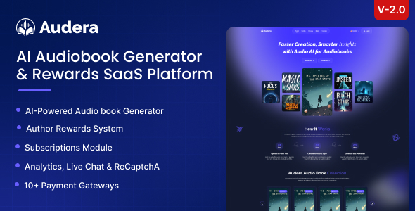 Audera - AI Audiobook Generator & Rewards SaaS