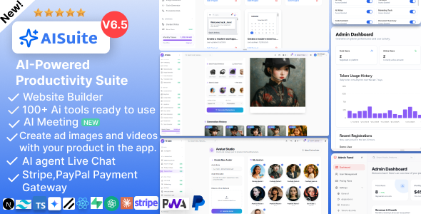 AI Suite – AI Website Builder and Live chat, image and video generator ai & Gemini AI Powered SaaS