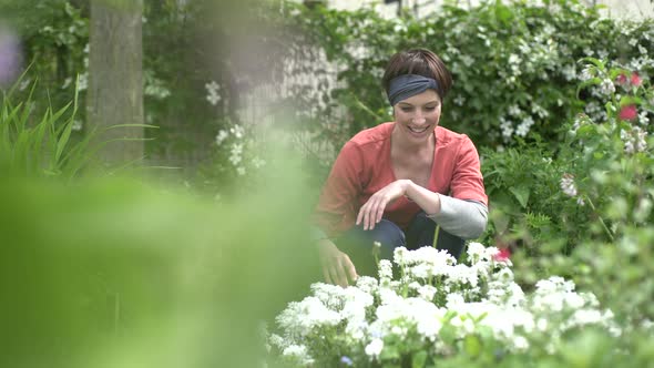 Woman working in garden