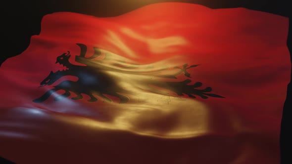 Albania Flag Low Angle View