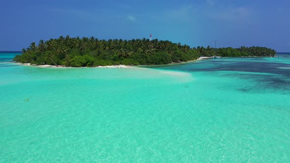 Daytime drone abstract shot of a summer white paradise sand beach and blue ocean background in high 