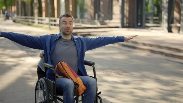 Disabled Father Having Fun with His Son After School