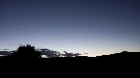 Time lapse of the Milky Way with a silhouette of a tree forest near a lake in the mountain.