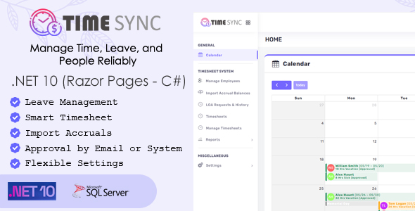 TimeSync – Timesheet & LOA Management (.NET 10 - Razor Pages - C#)