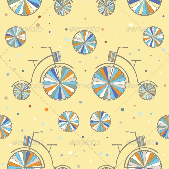 Vintage Bicycle Seamless Vector Background