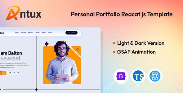 Antux – Personal Portfolio React Js Template (React 19)