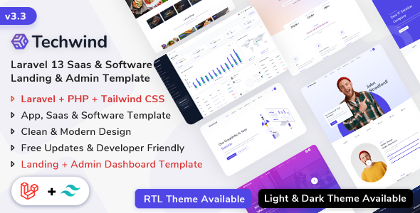 Techwind - Laravel 13 App, Saas & Software Landing & Admin Dashboard Template