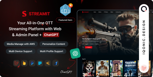 Streamit Laravel - OTT, Movies & Live Video Streaming Platform