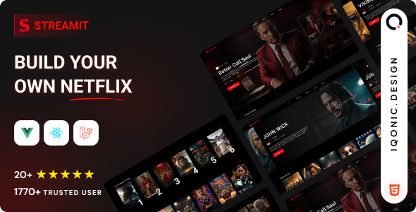 Streamit - Video Streaming Platform Admin Template (HTML, Vue, React, Laravel)