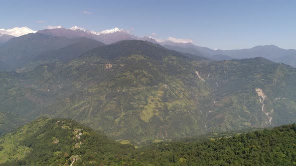 Pelling in India in the state of Sikkim seen from the sky