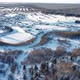 Aerial View From a Drone of a Small Village Winter Landscape Frosty Sunny Day Everything is Covered - VideoHive Item for Sale