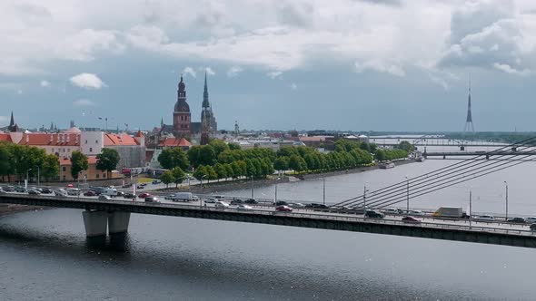 Old Town of Riga on a Summer Day with Domes Cathedral in the Middle of the Old Town