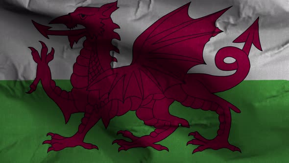 Wales Flag Textured Waving Background 4K