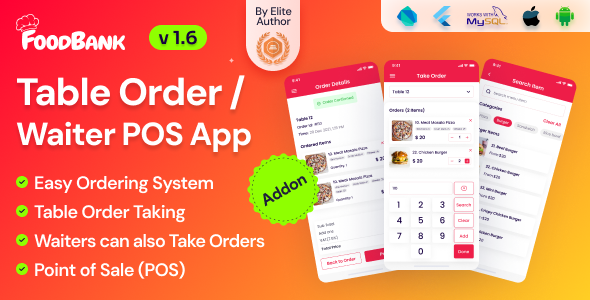 FoodBank - Table Order/Waiter Point Of Sale (POS) App