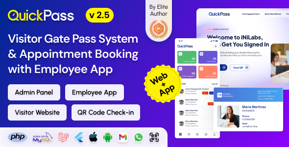 QuickPass - Visitor Gate Pass System with Admin Panel, Website & Employee App