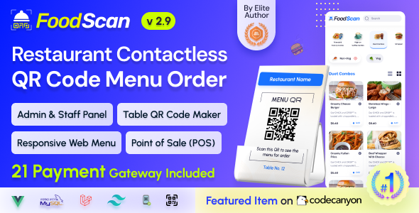FoodScan - Qr Code Restaurant Menu Maker and Contactless Table Ordering System with Restaurant POS