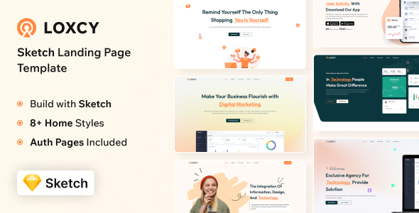 Loxcy - Sketch Multipurpose Business Landing Page Template