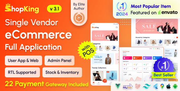 ShopKing - eCommerce App with Laravel Website & Admin Panel with POS | Inventory Management