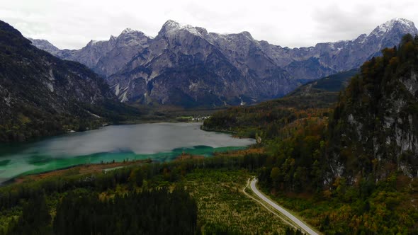 Beautiful Landscape with Mountains, forest and an Lake