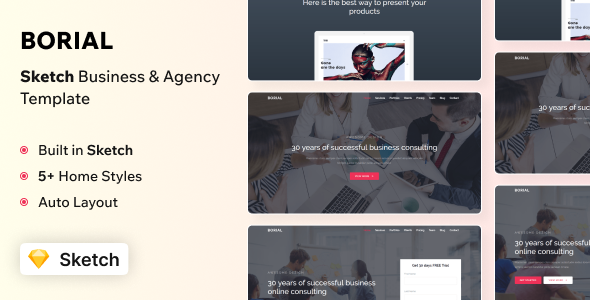 Borial - Sketch Corporate Business & Agency Website Template