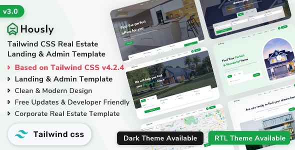 Hously - Real Estate Landing & Admin Dashboard Tailwind CSS Template