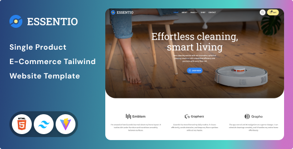 Essentio - Single Product E-Commerce Tailwind CSS Template