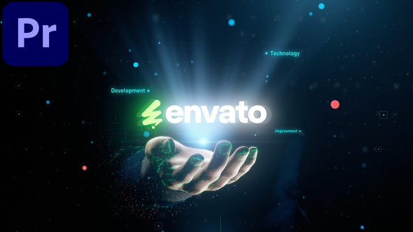 Digital Hand Hologram Futuristic Corporate Logo Reveal - Premiere Pro