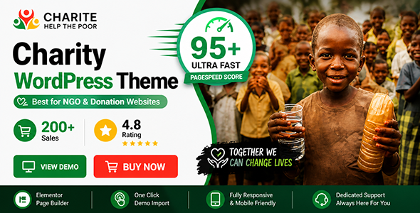 Charite - Nonprofit  Charity & Donation WordPress Theme