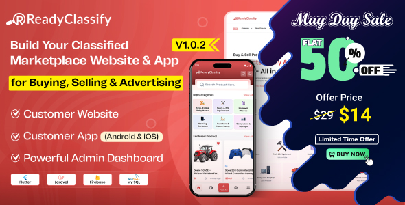 Ready Classify -  Complete eClassify Marketplace Mobile App Website With Admin Panel