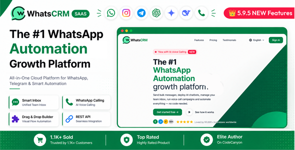 WhatsCRM - Chatbot, Flow Builder, API Access, WhatsApp CRM SAAS System