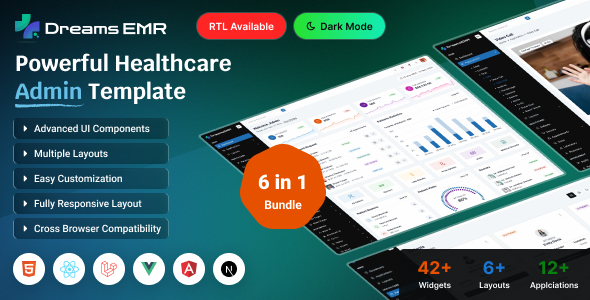 Dreams EMR - Healthcare and Hospital EMR Admin Dashboard Template