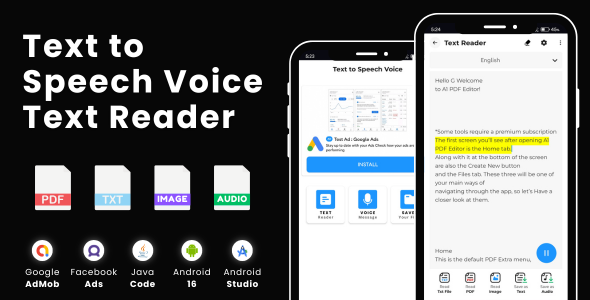 Text to Speech Voice Text Reader with AdMob Ads Android