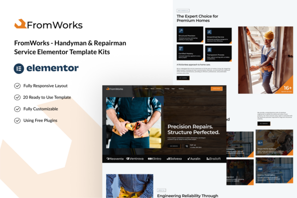 FromWorks - Handyman and Repairman Service Elementor Template Kit