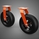 Pair Set Slick Plain Swivel Rigid Fixed Caster Wheel Tire Roller - 3DOcean Item for Sale