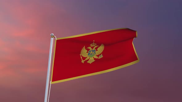 Flag Of Montenegro Waving 4k