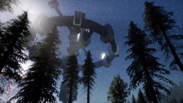 UFO Hovering Over a Forest at Night alt