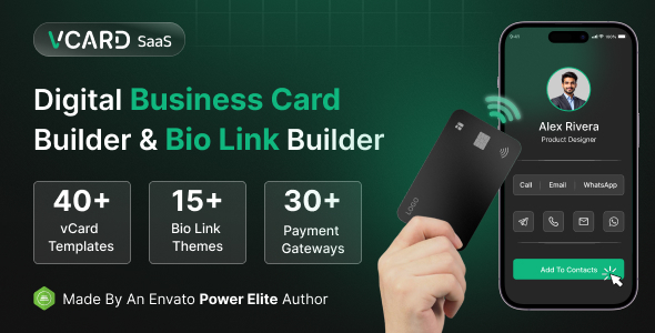 vCard SaaS - Digital Business Card Builder - Bio Links Builder