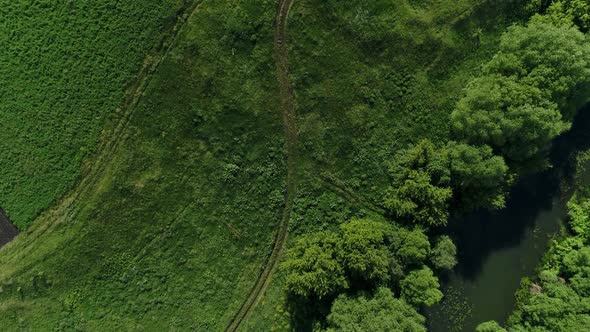 View of River in Russia From Drone