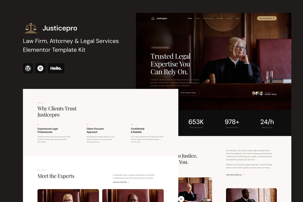 Justicepro – Law Firm Attorney & Legal Services Elementor Template Kit