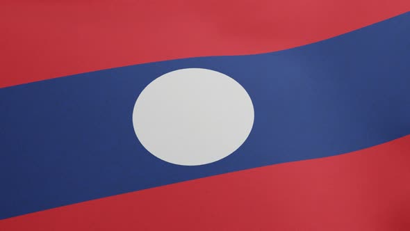 National Flag of Laos Waving Original Size and Colors 3D Render Lao Peoples Democratic Republic Flag