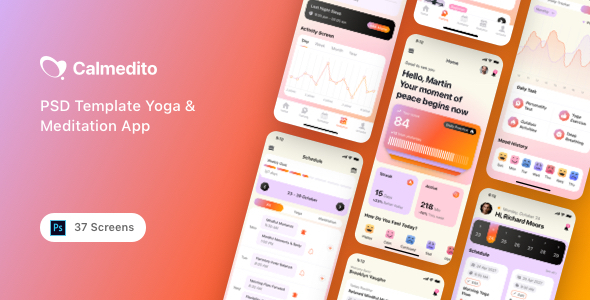 Calmedito - PSD Template Yoga & Meditation App