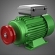 Standard Generic Green Electric Induction Motor Red Pulley Drive - 3DOcean Item for Sale