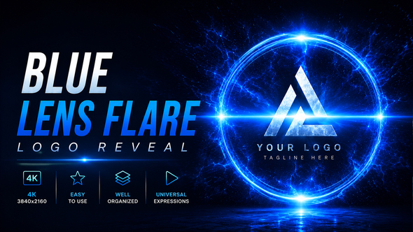 Blue Lens Flare Logo Reveal
