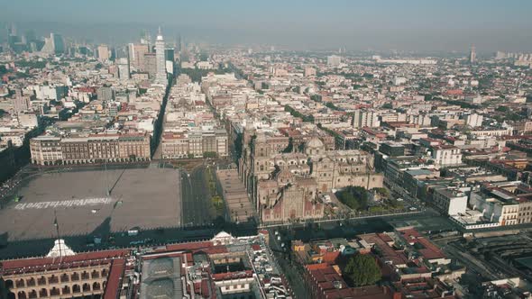 Aerial viiew of impressive mexico city zocalo and near buildings