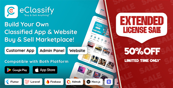 eClassify - Classified ads Buy and Sell Marketplace Flutter App with Laravel Admin Panel