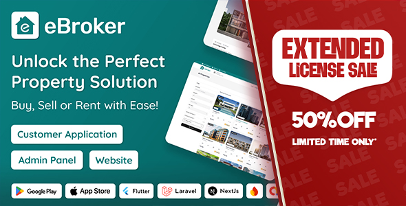 eBroker - Real Estate Property Buy-Rent-Sell Flutter app with Laravel Admin Panel | Web Version