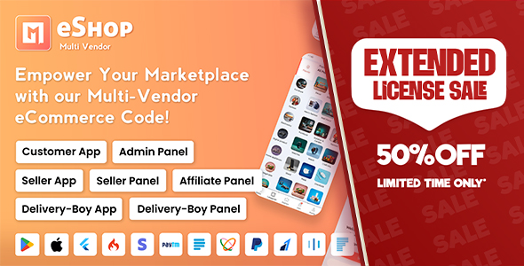eShop - Multi Vendor eCommerce App & eCommerce Vendor Marketplace Flutter App